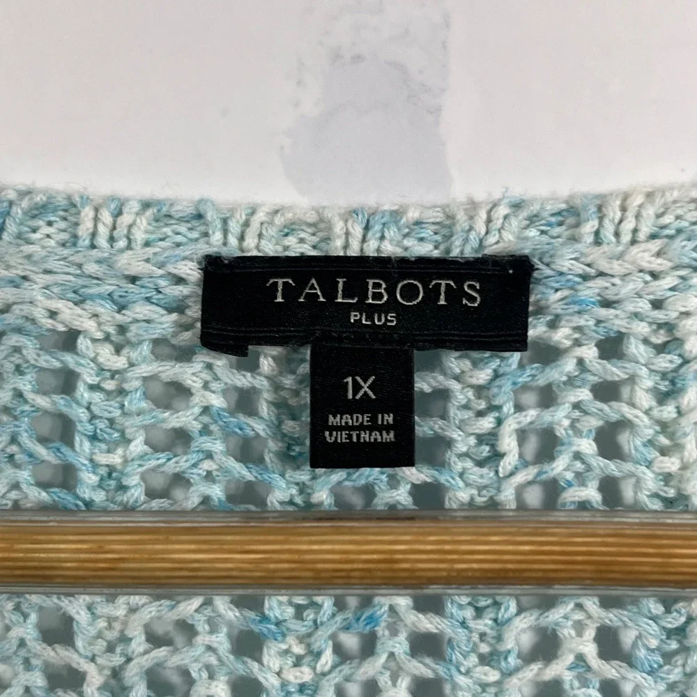 Talbots Coastal Mature‎ Open Knit Scoop Neck Pullover Sweater Womens 1x Beachy